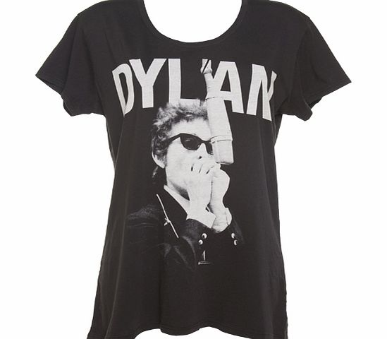 Ladies Bob Dylan Harmonica Tee in Black from