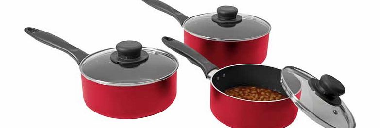 Argos Non-Stick Aluminium 3 Piece Pan Set - Red