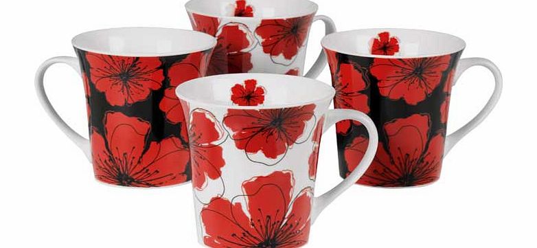 Argos Set of 4 Poppies Mugs