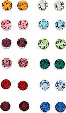 Argos Sterling Silver Crystal Stud Earrings - Set of 12