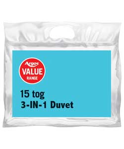 argos Value Range 15 Tog 3 in 1 Duvet Double Bed