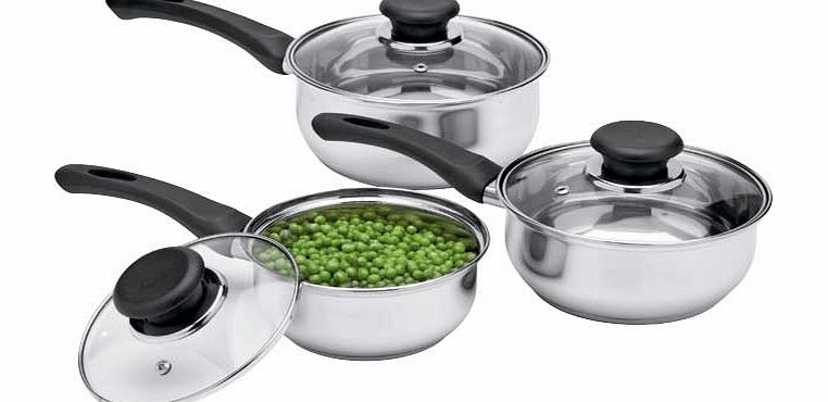 Argos Value Range Stainless Steel 3 Piece Pan Set