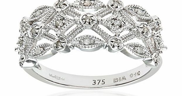 Ariel 0.1 Carat I2 Diamond Illusion Setting Ring in 9ct White Gold