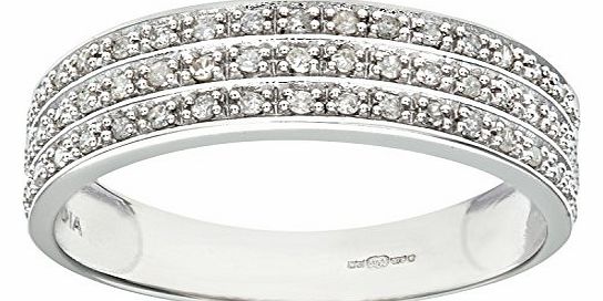 9ct White Gold Quarter Carat Triple Row Diamond Half Eternity Ring