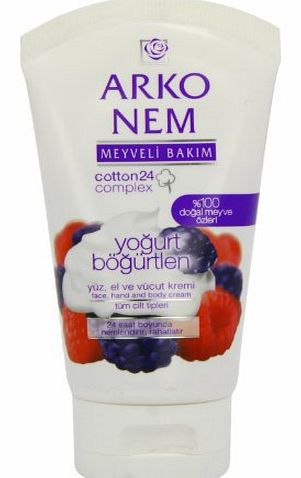 Arko 75ml Nem Yoghurt and Blackberry Cream Face/ Hand and Body Cream