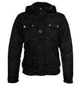 Black Hooded Bomber Jacket