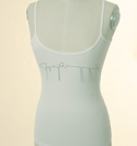 Armani Ladies Armani White Thin Strap Top with Silver Beaded Signature