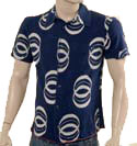 Armani Mens Armani Navy & Beige Short Sleeve Cotton Shirt