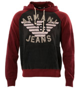 Navy and Burgundy Hooded Sweatshirt