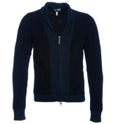 Navy Full Zip Fishermans Rib