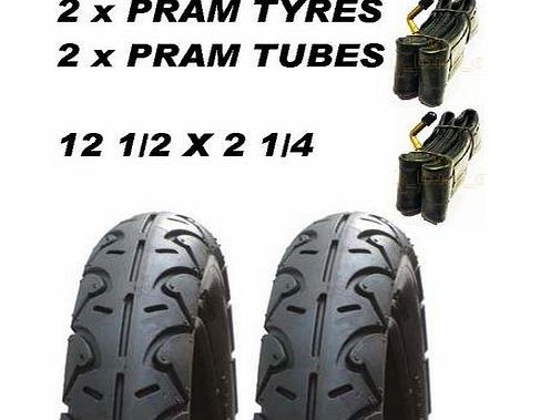 ASC 2x Pram Tyres amp; 2x Tubes 12 1/2 X 2 1/4`` LUX 4 KIDS Baby Style Zing XTS Red Kite