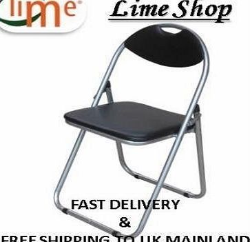 Black Padded Folding Office, Desk Chair. Easily Stores Away.