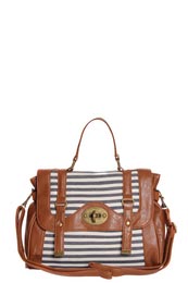 Stripe Twist Lock Satchel