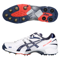 Asics Gel Gully 2 Cricket Spikes - White/Navy/Red.