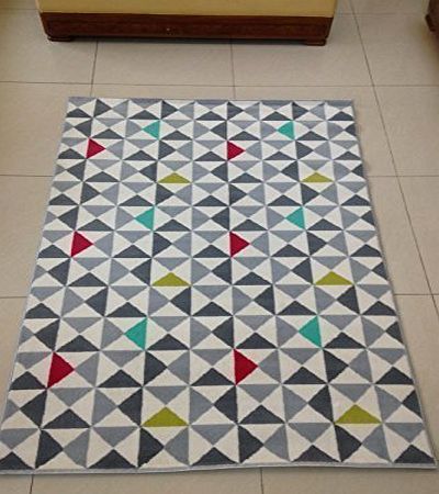 ASPECT RETRO Geometric Rug-Grey,Silver,Red,Green,White amp;Teal Multi-coloured Triangle Rug/120x170cm