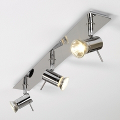 Mercury Chrome Ceiling Light with 3 Spotlights