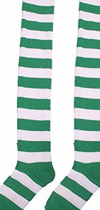 atdoshop (TM) Striped THIGH HIGH SOCKS Over Knee Girls Womens Halloween Cosplay (Green)