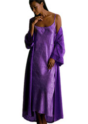 Silk jacquard long nightdress with side split