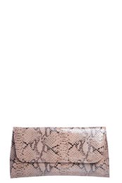 Snake Print Patent Envelope Clutch Bag