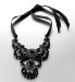 Ribbon Fastening Beaded Collar Necklace