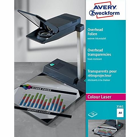 Avery Zweckform 3561 Overhead Projector Transparencies 0.13 mm Increased Thickness Coated Stackable Highly Heat-Resistant