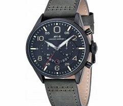 AVI-8 Mens Hawker Harrier II Grey Leather Strap