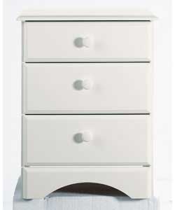 3-Drawer Narrow Chest - White