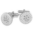 AZ Collection Swarovski Crystal and Silver Plated Round Flower Cufflinks