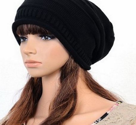 Babe Mall Inc Black Fashion Hot Unisex Winter Simple Stylish Design Plicate Baggy Beanie Knit Crochet Ski Hat Cap for Men and Women random gift