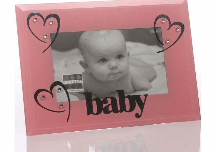 Baby Girl Pink Glass And Crystal Frame