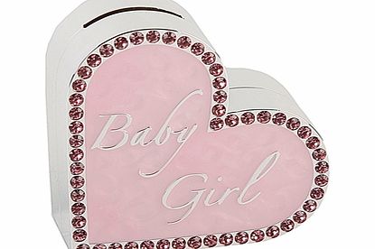 Girl Silver Heart Money Box