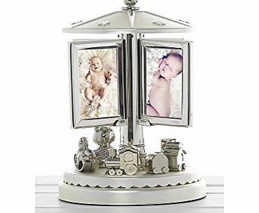 Baby Teddy Roundabout Revolving Musical Nursery Photo Frame Christening/Baby Gift