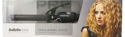 BaByliss  Pro Black Porcelain Triple Barrel Waver - Creates Gorgeous Waves Instantly