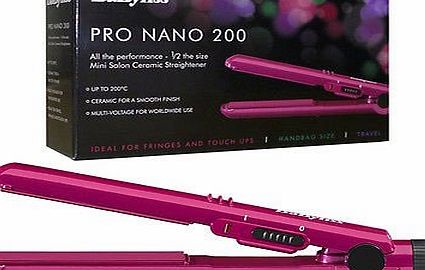 BaByliss New Babyliss Multi Voltage 2860BAU Pro 200 Pink Nano Ceramic Mini Hair Straighteners