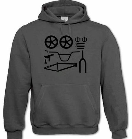  Unisex Adults BMX Bike Parts Hoodie Dark Grey S