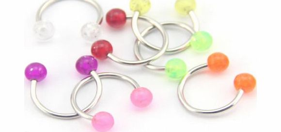 BAQI  7 Horseshoe Circular Barbell Labrets Lip Eyebrow Rings Assorted Color