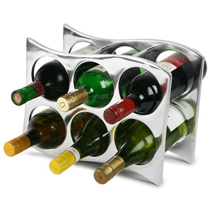 bar@drinkstuff Aluminium Curved 6 Bottle Wine Rack