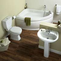 Left-Hand Corner Bath Suite - White with Chrome Effect Mixer Taps