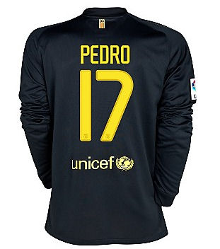 Nike 2011-12 Barcelona Nike L/S Away Shirt (Pedro 17)