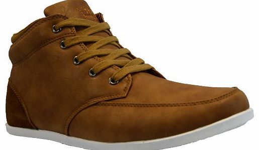 MENS DESERT BOOT HIGH HI TOP PUMPS DESIGNER PLIMSOLLS CANVAS TRIANERS SHOES BOOT (10, CAMEL)