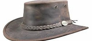 Full Grain Leather Foldaway Bush Hat - by BARMAH AUSTRALIA (Large)