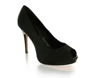 Black Gardenia Satin Peep Toe Platform- Sizes 1-2