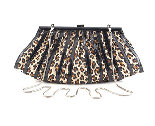 Leopard Clutch Bag With Patent Trim