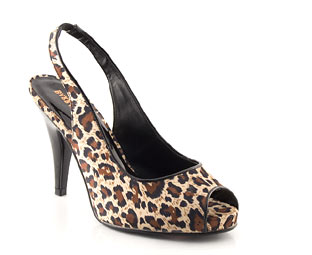 Leopard Print Satin Sling Back Platform - Sizes 1-2