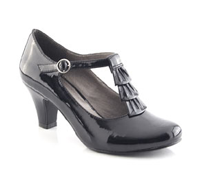 Patent Court Shoe With Frill Trim - Junior