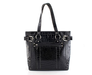 Patent Shoulder Bag With Croc Effect