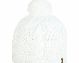 Ladies Barts Grain Pom Cable Knit Beanie. White