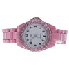 Basic Essentials Womens Pink Rhinestone Enamel Watch