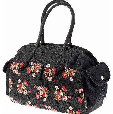 Katharina Bicycle Shoulder Bag with Flowers - Black, 40 x 14 x 29 cm