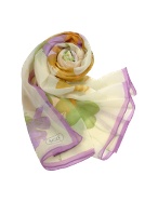 Basile Flower Print Chiffon Silk Long Scarf